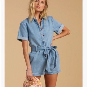 Salty Blonde Date Nite Denim Romper